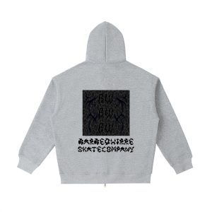Heavyweight double-zipper hoodie